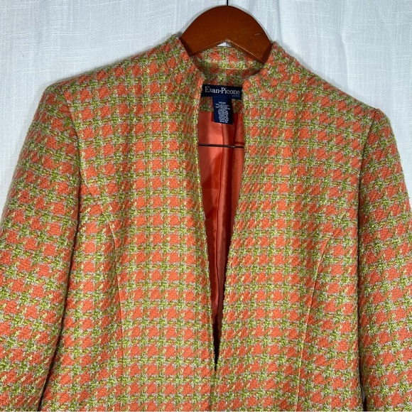 Evan Picone Houndstooth Tweed Open Front Blazer Size 10P - Picture 2 of 8